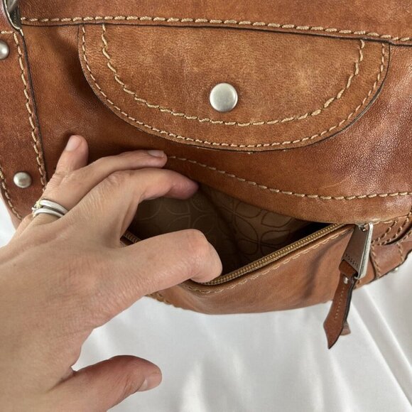 Fossil Cognac-Colour Leather Medium-Size 70s Style Handbag - Picture 3 of 16